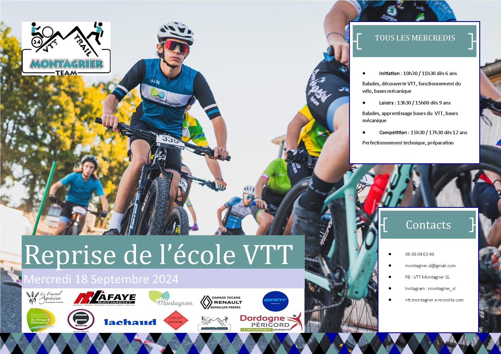 Affiche reprise ecole vtt 2024 2025